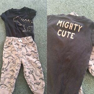 Mighty Cute-Carter's Brown and Tan Dinosaur Matching Set